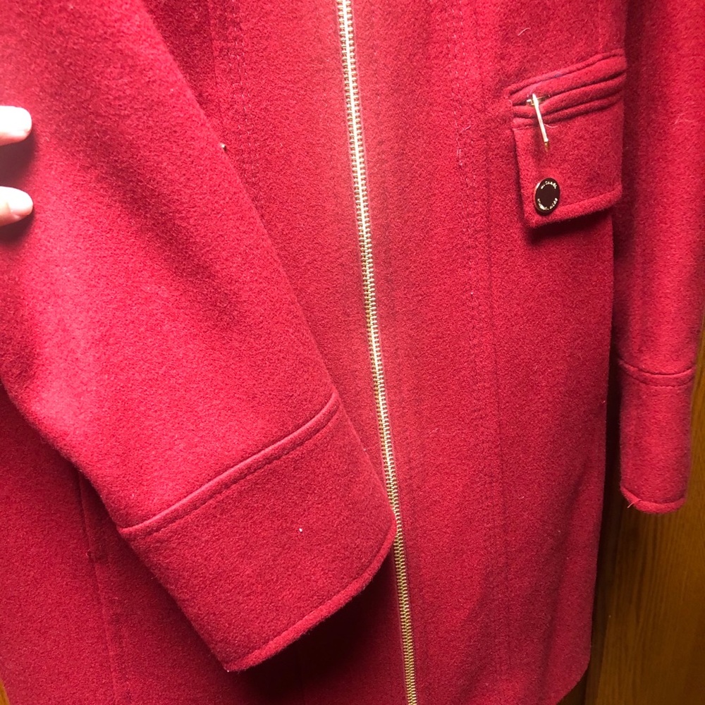 Michael Kors Red Gold Zipper Pea Coat Sz 2p - Picture 5 of 10
